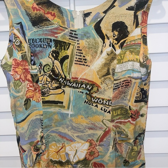 Rainbow Hawaiian Floral Vtg Jams World Shift Dress - Picture 2 of 8